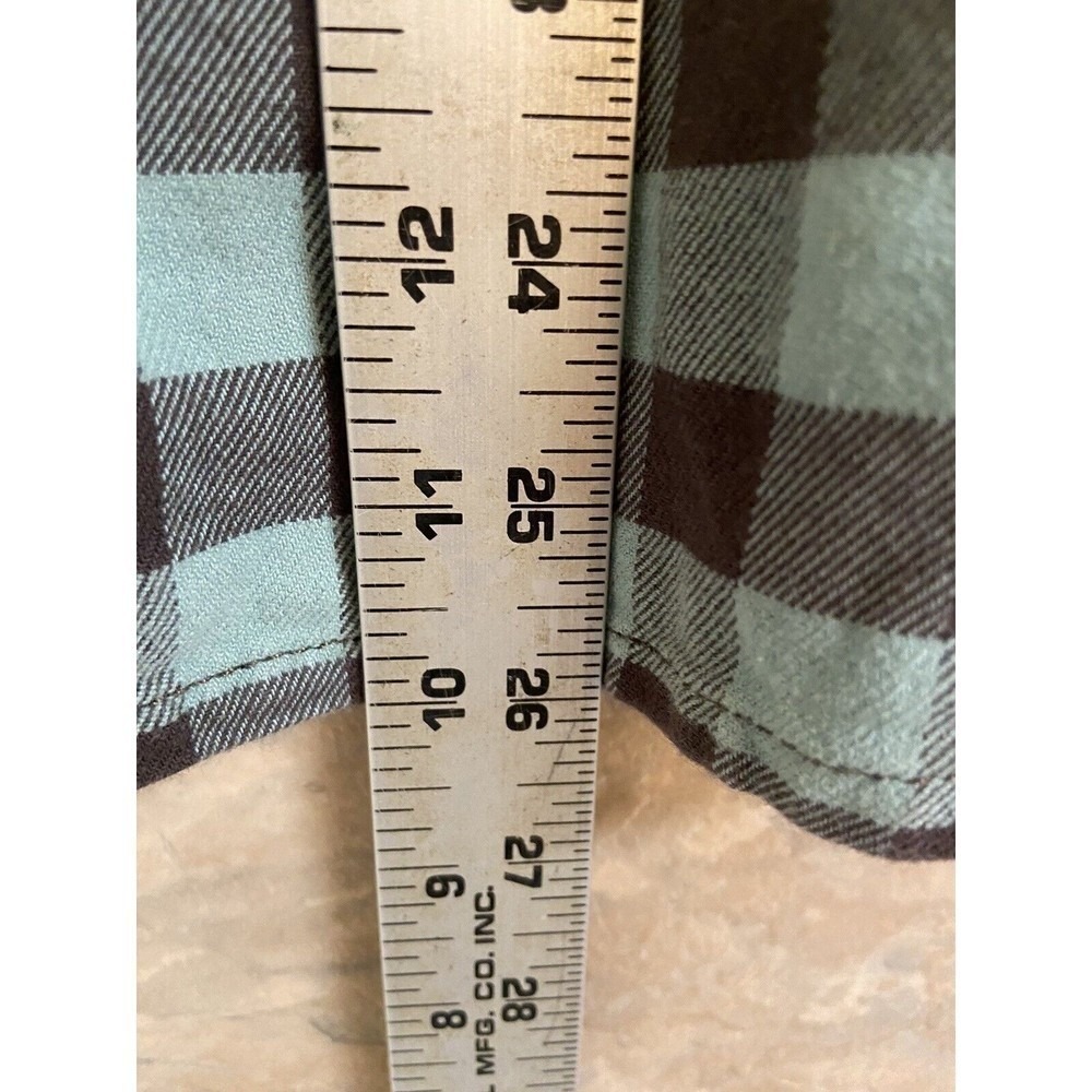 Carhartt Womens Small Green Brown Plaid Flannel Work Shirt Casual Button Up - Picture 9 of 9